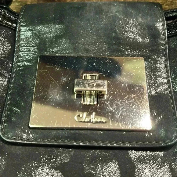 COLE HAAN SUPER SOFT SUEDE AND PATENT LEATHER SHOULDER BAG - Picture 4 of 14